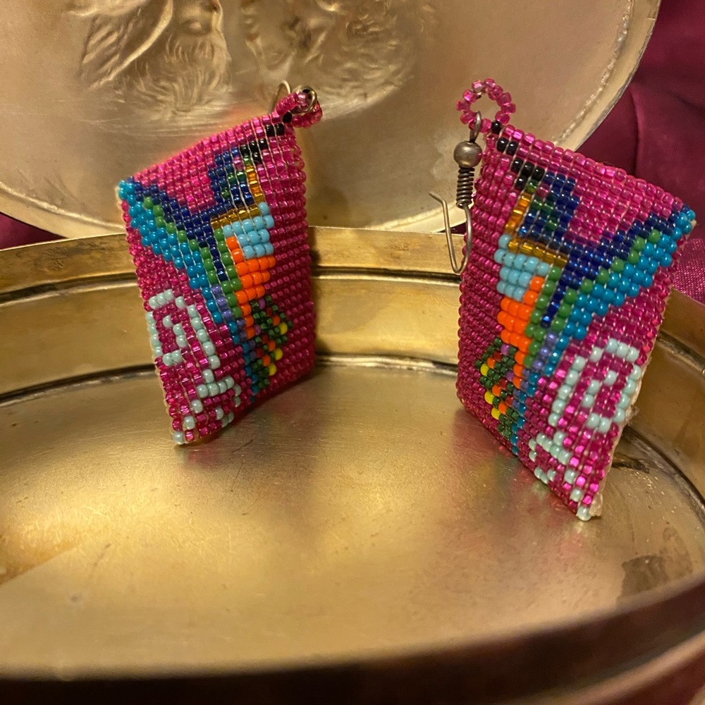 Colorful Beaded Women's Hand Beaded Earrings